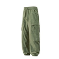 Olivgrüne Techwear Cargo Jogginghose mit Kordelzug und Bändern an den Seitentaschen - M / Armeegrün