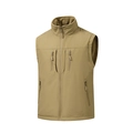 Khakifarbene Herren-Wende-Outdoorweste mit warmem Fleecefutter und vier Reißverschlusstaschen - M / Khaki