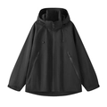 Men's stylish black waterproof outdoor hooded jacket with windproof zipper pockets - S / Black