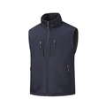 Men's navy blue reversible vest featuring stand collar and four functional zip pockets - M / Dark Blue