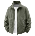 Chaqueta ligera de hombre impermeable con cuello alto verde militar y bolsillos con cremallera - M / Verde Militar