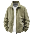 Chaqueta de hombre verde oliva impermeable con cuello alto y puños elásticos - M / Caqui