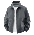 Chaqueta casual para hombre en gris oscuro con cuello alto e impermeable de primavera - M / gris oscuro