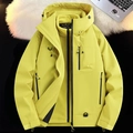 Chaqueta de senderismo 3 en 1 amarilla para hombre con forro polar y capucha impermeable - S / Amarillo Fluorescente