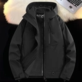 Chaqueta de exterior 3 en 1 negra para hombre con forro polar y capucha impermeable - S / Negro