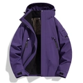 Chaqueta exterior 3 en 1 morado oscuro impermeable con capucha y forro polar térmico - S / Púrpura profundo