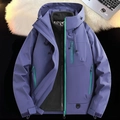 Chaqueta de exterior para hombre en color lila con cremalleras verdes y forro polar - S / Púrpura Secreto