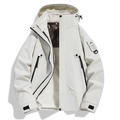 Chaqueta exterior 3 en 1 impermeable para hombre en blanco con forro polar y capucha - S / Marfil
