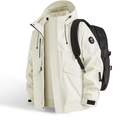 Giacca outdoor bianco crema impermeabile con cappuccio e tasche cargo per uomo e per donna - S / Bianco
