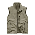 Khakifarbene Outdoor-Wende-Vliesweste für Herren mit Stehkragen und Reißverschluss - M / Khaki