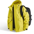 Giacca da montagna outdoor impermeabile giallo brillante con cappuccio e tasche utility - S / Giallo