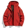 Chaqueta outdoor 3 en 1 roja para hombre, impermeable con capucha y forro polar - S / Rojo Bermellón