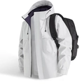 Giacca a vento da uomo grigio chiaro con fodera viola scuro e cappuccio fisso - S / Grigio Ghiacciaio