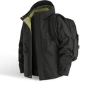 Giacca outdoor da uomo nera con fodera verde oliva e design multitasche - S / Nero