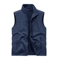 Dunkelblaue Outdoor-Weste zum Wenden mit Fleecefutter und Reißverschlusstaschen - M / Dunkelblau