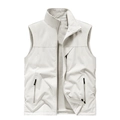 Men's reversible fleece utility vest in off-white with zipper pockets and stand collar - M / Off-white