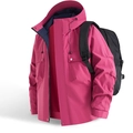 Giacca outdoor da donna rosa rossa in tessuto impermeabile con cappuccio regolabile - S / Rosso Rosa