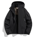 Men's black outdoor 3-in-1 waterproof jacket with hood and multi-pocket design - S / Black