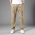Herren Cargo-Hose in Khaki mit elastischem Tunnelzug und Seitentaschen für den Outdoorbereich - M / Erdgelb