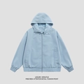 Vintage light blue washed PU leather bomber jacket with ribbed cuffs and stand collar - S / Light Blue