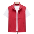 Gilet cargo da uomo per esterno in rosso brillante con tasche multiple e zip - S / Rosso