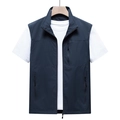 Men's dark blue outdoor multi-pocket utility vest with stand collar and zipper closure - S / Dark Blue