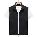 Men's outdoor utility vest in black featuring a high neck and multiple functional zippers - S / Black
