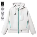 Chaqueta impermeable de exterior beige claro con cremalleras verde menta y multibolsillos - S / Gris Niebla Mostaza (Chaqueta Individual)