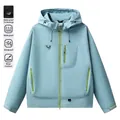 Chaqueta impermeable de exterior azul claro con cremalleras verde lima y bolsillos múltiples - S / Verde Frijol (Chaqueta Individual)
