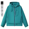 Waterproof 3-in-1 outdoor jacket in cyan green with multi-pockets and adjustable hood - S / Forest Green (Single Jacket)