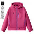 Rose red waterproof outdoor jacket with contrasting blue zippers and functional pockets - S / Dusty Pink (Single Jacket)