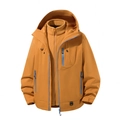 Three-in-one outdoor jacket in bright orange with contrasting light blue zippers - S / Sand Orange (Outer Jacket And Liner Set)
