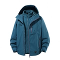 Three-in-one waterproof teal outdoor jacket with detachable warm fleece lining - S / Denim Blue (Outer Jacket And Liner Set)