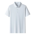 Klassisches weißes Kurzarm-Poloshirt mit nahtloser Textur und flachem Kragen-Design - M / Perlweiß