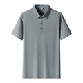 Herren Kurzarm-Poloshirt aus Eisseide in Neutralgrau mit nahtlosem Business-Kragen - M / Mittelgrau