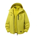 Three-in-one mustard yellow waterproof outdoor jacket with detachable fleece liner - S / Neon Yellow (Outer Jacket And Liner Set)