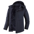 Giacca outdoor da uomo blu navy con spessa fodera in pile viola per il calore invernale - L / Blu scuro
