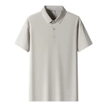 Polo homme en soie glacée gris clair à manches courtes et ourlet sans couture taille L - M / Hauts / Abricot Beige