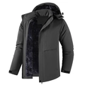 Giacca outdoor grigio scuro da uomo con tessuto antivento e calda fodera in pile - L / Grigio