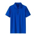 Polo homme bleu roi en soie glacée à manches courtes avec col sans couture et trois boutons - M / Hauts / Bleu Klein