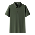 Polo à manches courtes pour homme en soie glacée vert foncé avec un design à plat chic - M / Hauts / 12358 Vert Militaire