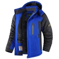 Giacca outdoor da uomo blu e grigia con fodera in pile e cappuccio antivento - Blu