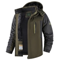 Giacca outdoor da uomo in verde militare e grigio scuro con calda fodera in felpa - Verde Militare