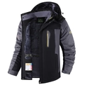 Giacca invernale da uomo bicolore nero grigio con fodera in pile e cappuccio rimovibile - Nero