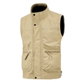 Men's khaki utility vest with multi-pockets, stand collar, and zipper details for outdoors - M / Khaki
