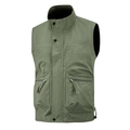 Olive green utility vest with stand collar, button closure and zip pockets for men - M / Army Green