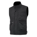 Men's fashion black multi-pocket utility cargo vest with stand collar and snap buttons - M / Black