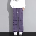 Pantaloni cargo viola da uomo con tasche laterali e un taglio dritto e rilassato - M / Viola