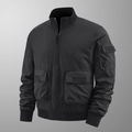 Men's black tactical flight jacket with multi-pocket cargo design and stand collar - M / Black