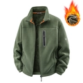 Giacca in pile outdoor da uomo verde militare con collo alto e calda fodera invernale - M / Verde Militare